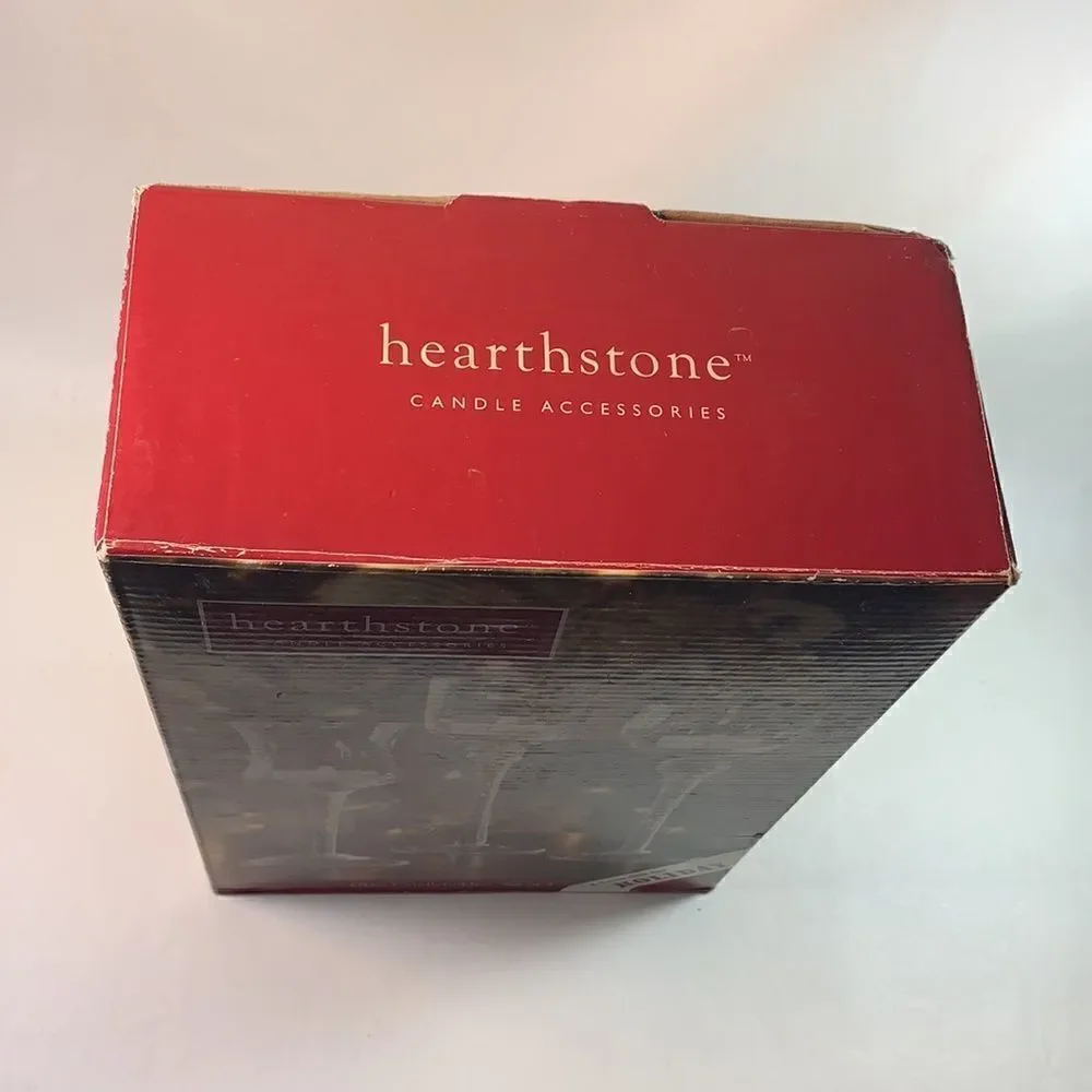 Hearthstone Set 3 Clear Glass Candle Tea Light Holders Holiday EUC In Box